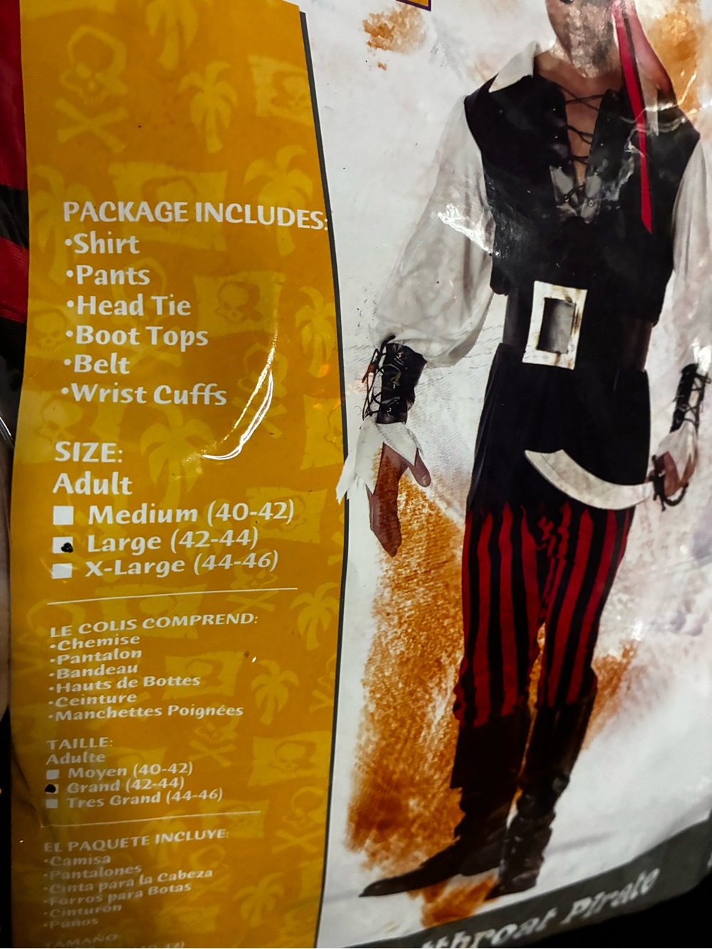Men's Cutthroat Pirate Complete Costume Set - Size Large